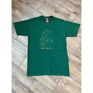 Vintage‎ Mickey Unlimited Embroidered Mickey Green T-Shirt Size Medium